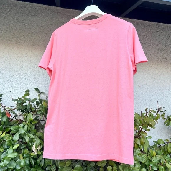 Maison Margiela Shirt Salmon Pink Logo Tee Unisex Size 14Y fits Womens Small NWT - Picture 7 of 8